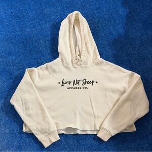 Lions Not Sheep Cream Cropped Hoodie